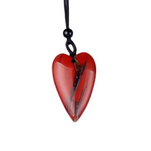 Red Jasper 25x40mm Love Heart Pendant Necklace Adjustable Rope Chain