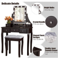 Pine Dressing Makeup Table Vanity Set with Organizer