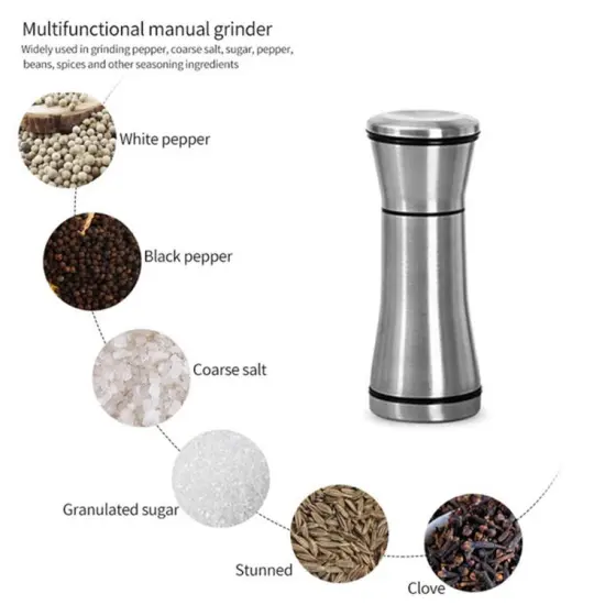 Professional Kitchen Supplies: High-Quality Stainless Steel Salt and Pepper Grinders with Adjustable Coarseness for Precise Seasoning
