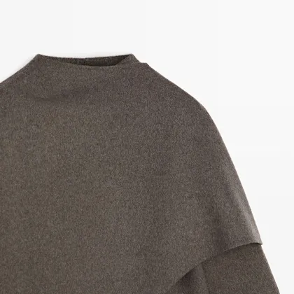 Women's clothing minimalist artistic design wool coat woolen coat