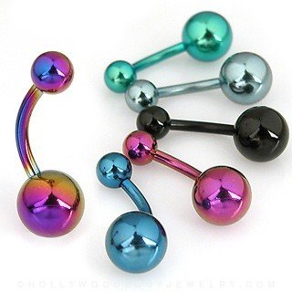14G Anodized Steel Navel Ring Body Piercing Jewelry