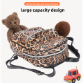 Impressão de leopardo PU PU de grande capacidade de grande capacidade Backpack confortável para crianças