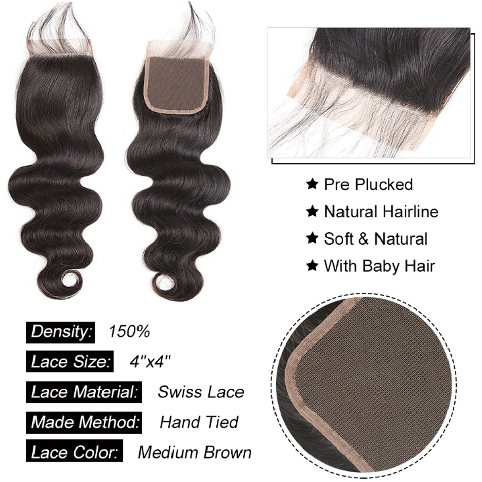 Body wave glow hair lace closure