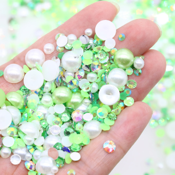 Customizable ABS Half Pearl Resin Rhinestones for Clothing Decorations: Mix Size and Color Options