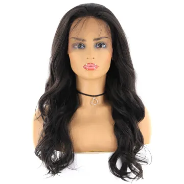 Natural Black Color Synthetic Hair Wigs For Women X-TRESS Long Body Wave Lace Front Wig Middle Free Part wigs for black women