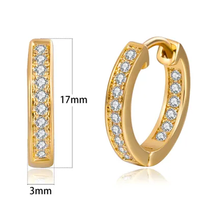 Mini Rhinestone Diamond Gold Hoop Earrings