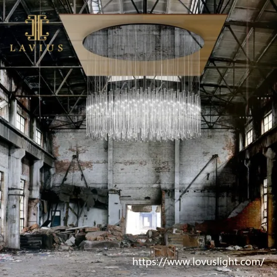 Large project custom cylinder crystal adjustable chandelier for hotel lobby living room staircase