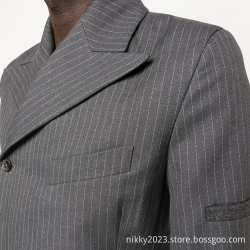 OEM Grey Stripe 2022 Winter Coats custom men's coats wool formal long coat for men
