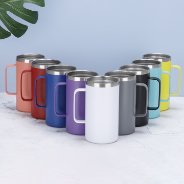 Insulated Stainless Steel Coffee Mug 24 oz - Double Wall Tumbler with Handle and Lid