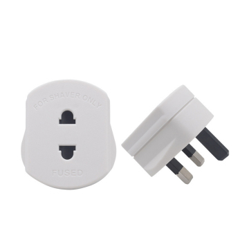 BS1363 1A 250V Fuse Adaptor: White UK 2 Pin to 3 Pin Converter Plug for Shavers and Toothbrushes, European Travel Adapter