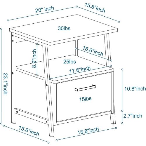 Nightstand With Storage Shelf And Drawer