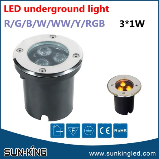 Modern round type red/yellow/warm white sidewalke/garden underground led outdoor buried light 3W