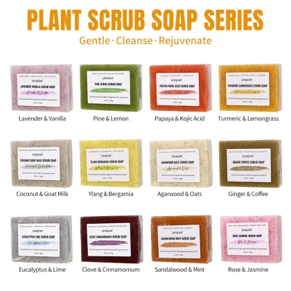 Private Label Glowing Smooth Skin Papaya Lavender Rose Oat Deep Cleansing Body Scrub Handmade Soap