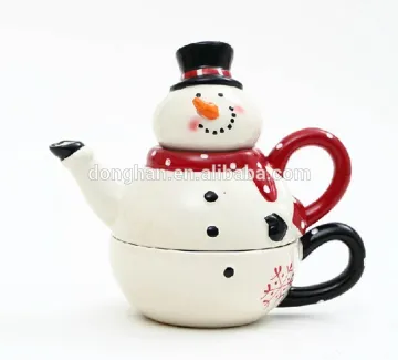 christmas gift porcelain snowman stacking tea set