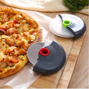 Round Wheel Pizza Cutter with Lid Roller - Dough Slicer & Baking Tool