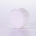 Oblique shoulder white glass jar with bamboo lid