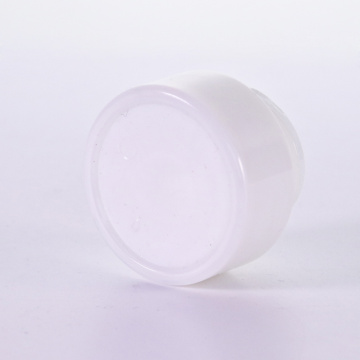 Oblique shoulder white glass jar with bamboo lid