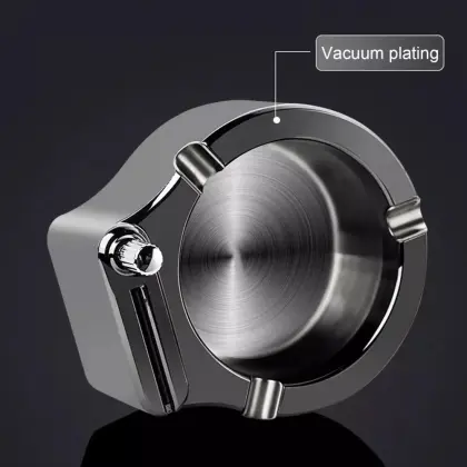 Retro Metal Ashtray with Ten Thousand Match Lighter - Smokeless Storage Holder