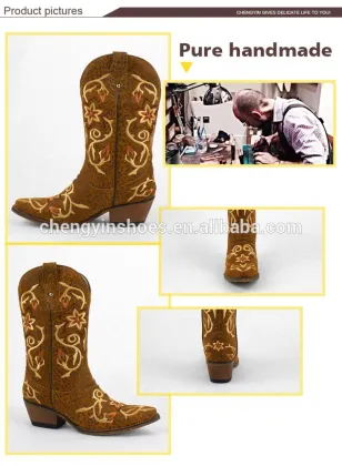 Golden 2017 winter wholesale top layer pigskin insole cowboy boots