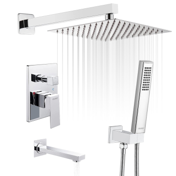 LEELONGS Luxury Wall Mounted 10 Inch Dual Head Shower Combo Concealed Bathroom Faucet