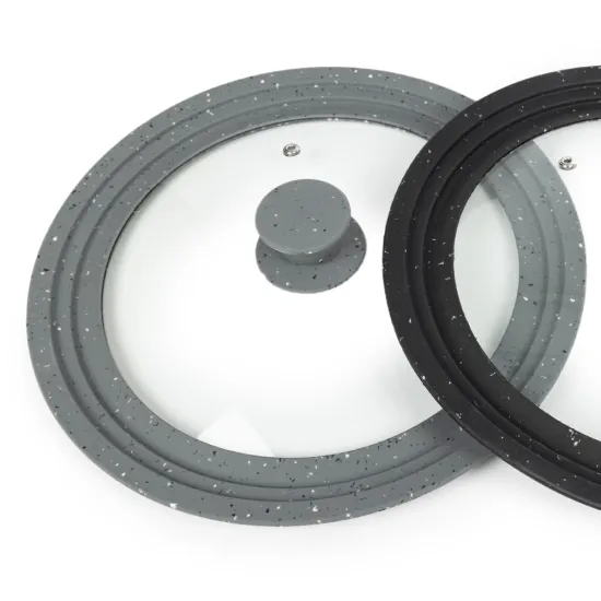 20-24 cm 3-in-1 Silicone Glass Lid for Stepped Rim Pots & Pans: Durable and Versatile Kitchen Accessory