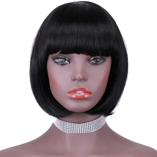 Straight black cheap wholesale short glueless private label inch bob pixie cut brazilian 100% real human hair wig black women