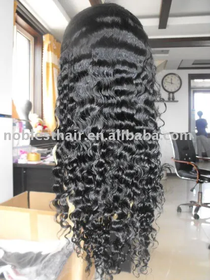 Human hair stock lace front wig spanish wave 18" natural color hot accept paypal