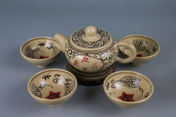 A set of tea set for the 70th anniversary of underglaze painting in Jizhou kiln