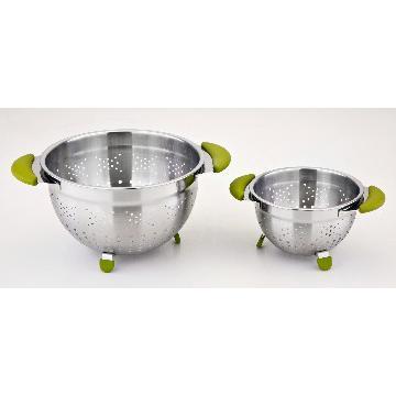 Stainless Steel Colander with souft touch handle&antislp tripod