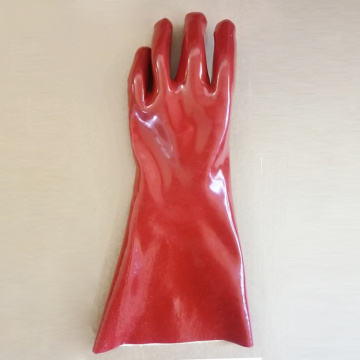 Guantes de seguridad de trabajo de PVC rojo oscuro 35 cm