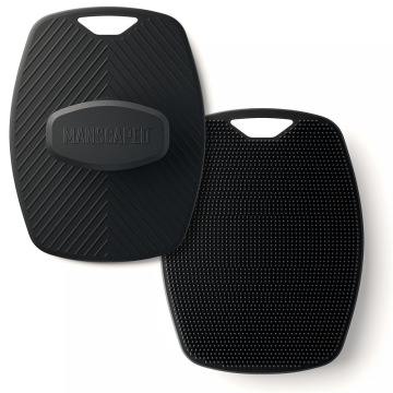 Panas Sale Rectangle Black Silicone Bath Scrubber Brush Untuk Pria Dengan Lubang Gantung