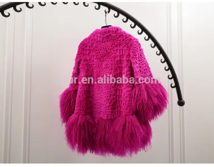 YR117 Korean Style Real Rabbit and Mongolia A Shape Sheared Fur Jacket