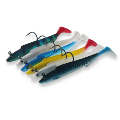 Sand Eel Sinking Lure - Rubber Fish with Jig Head Mackerel Soft Plastic Fishing Lures