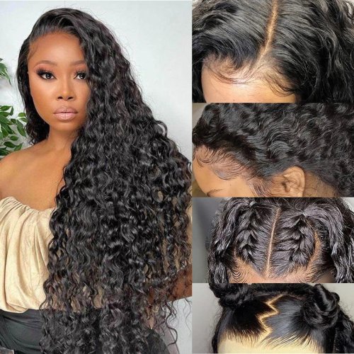 Front Wig Human Hair Deep Wave Customized Color PrePlucked Swiss Lace Front Wig Curly Human Hair HD Full Lace Wigs Raw Brazilian Transparent Lace Wig Factory