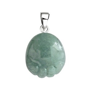 Green Aventurine 22X25MM Children Foot Palm Gemstone Pendantfor Making Jewlery Handmade Cravd Feet