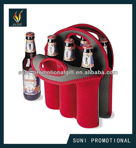 Neoprene 6-pack beer bottle cooler for promotion