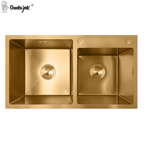 Goldene Top Quaility Double Bowl Waschbecken