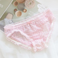 Cute Women's Panties Bow Girl Lace woman's underwear Mesh Plaid ladies underpants Girl Cartoon Lingerie Breathable