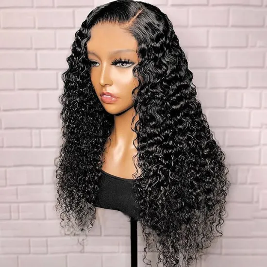 Jerry Curly Frontal  Lace Wig 100% Soft  Brazilian Human Hair Wigs , 8 to 28 Inch 13*4 Hd Lace Frontal Wig For Black Woman