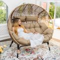 Outdoor Patio Egg Basket Chair with Iron Frame