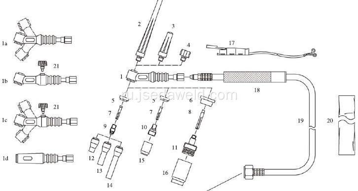 WP-9 с воздушным охлаждением Tig Torch