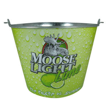 Galvanized Ice Bucket with Full-color Printing and 0.28mm Thickness