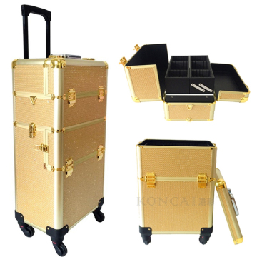 High Quality Women Trolley 2 in 1 Makeup Case for Traveling