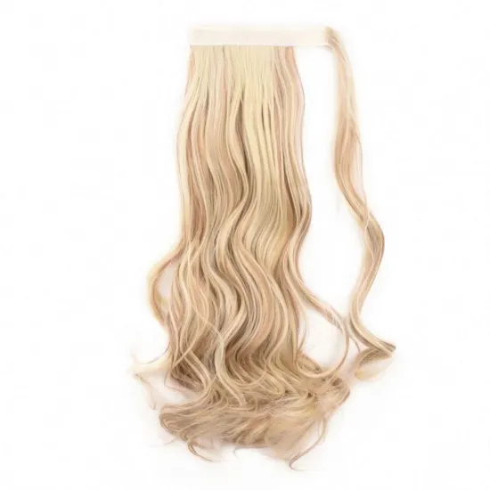 Long Straight Ponytail Wrap Around Ponytail Clip in Hair Extensions Natural Hairpiece Headwear Synthetic Hair Brown Gray 613