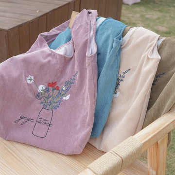 花刺繍パッチ布ハンドバッグトートショッピングバッグ