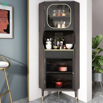 Modern Moru Glass Corner Cabinet for Luxury Living Room Storage