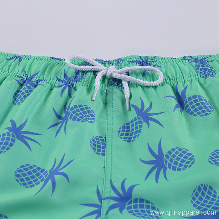 Pattern 100%Polyester Swimming Trunks Green Board Shorts