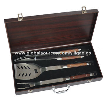 BBQ Tools with Wooden Box, Various Designs Available