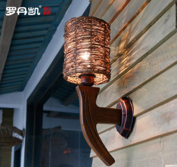 Industrial lighting design lamp handmade rattan wall mount bracket