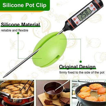 Clip de termómetro Copa de silicona clip de olla verde